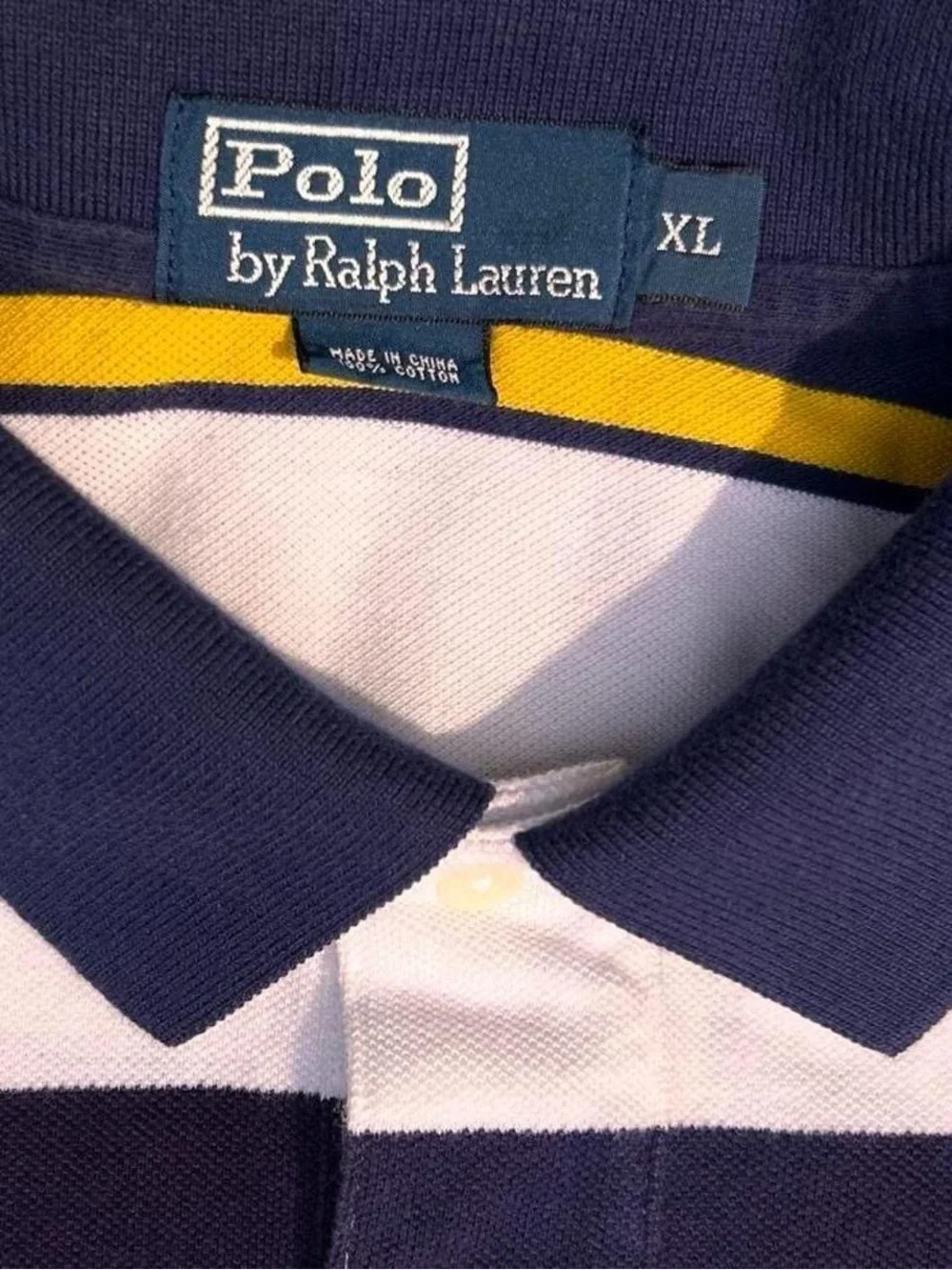 Polo by Ralph Lauren Navy, White & Yellow Striped Men’s Polo.